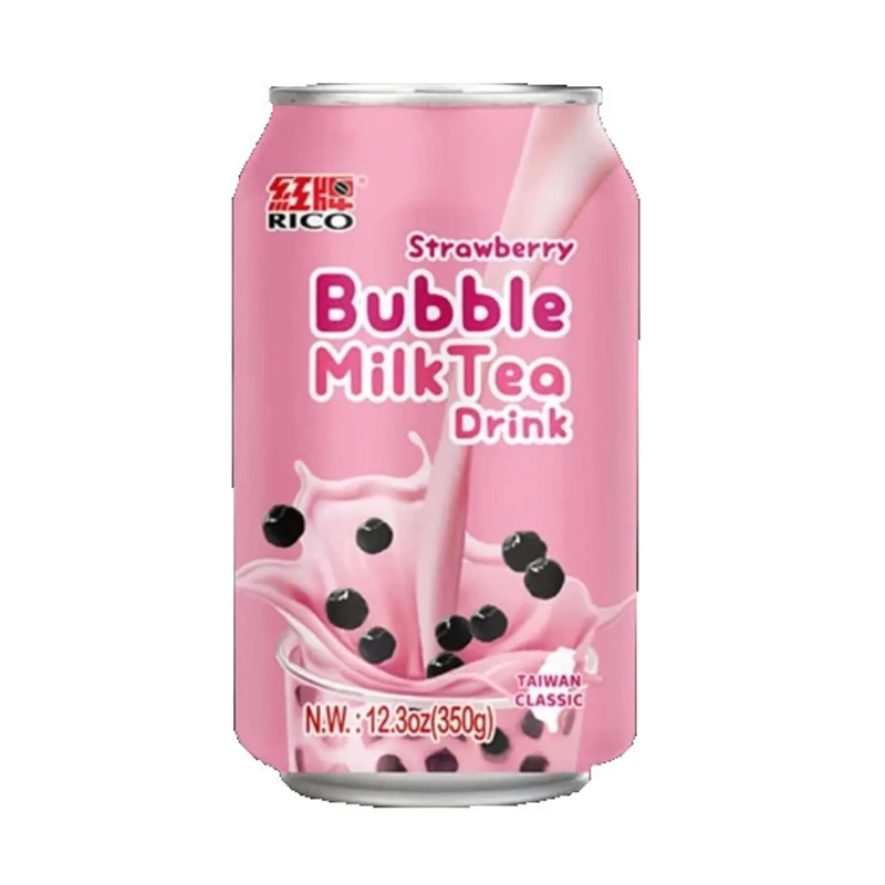 Bebida bubble milk tea sabor fresa lata 350ml